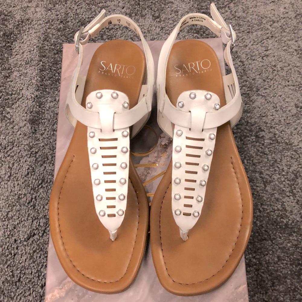 Women’s Franco Sarto white leather “Sarita” sandals